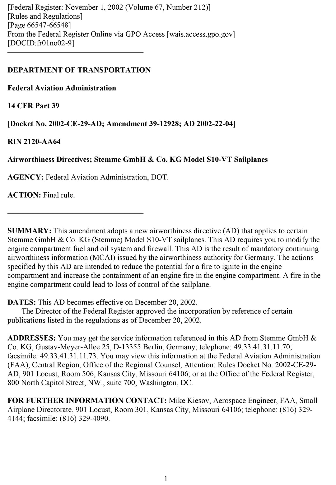 S10 FAA AD Firewall Modification