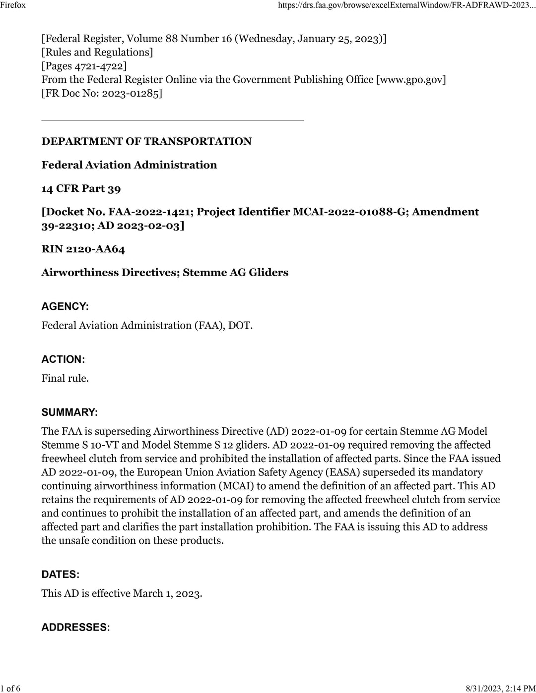 S10/12 FAA AD Superseded