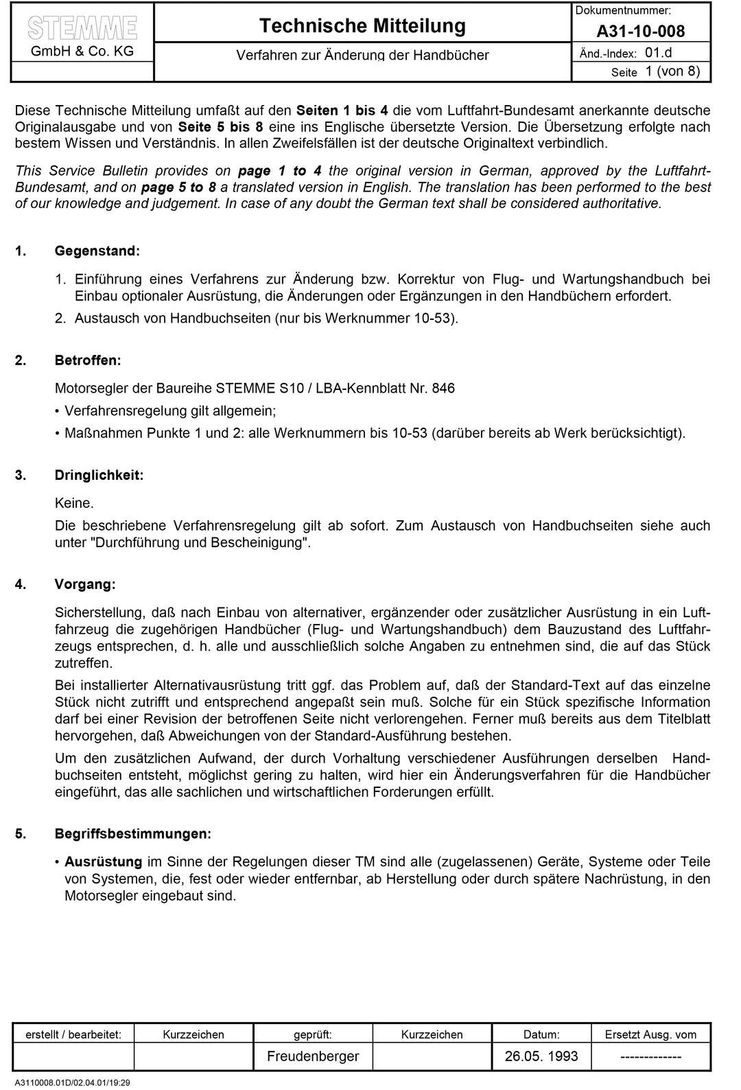 S10 Service Bulletin Manual Modifications