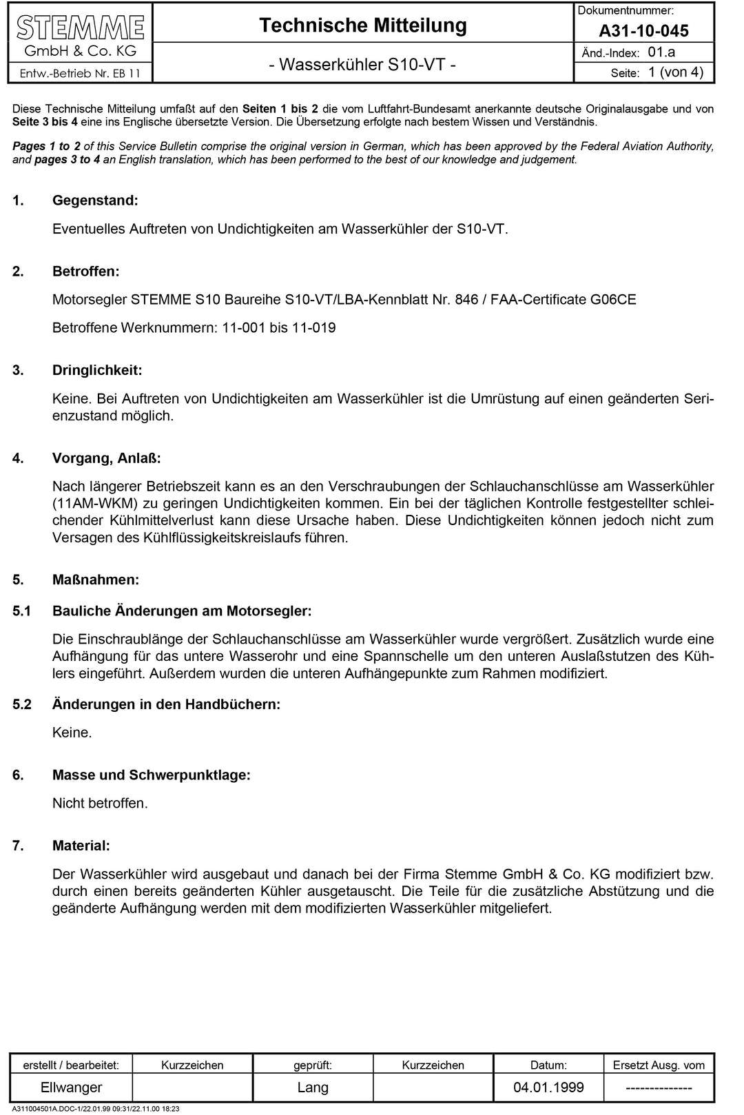 S10 Service Bulletin Water Cooler Leaks