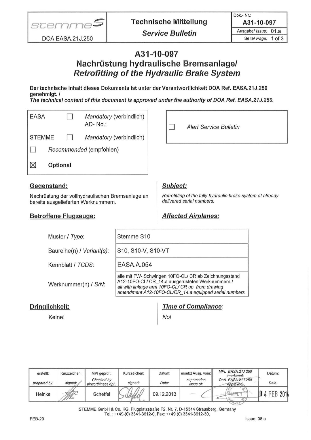 S10 Service Bulletin Hydraulic Brake System