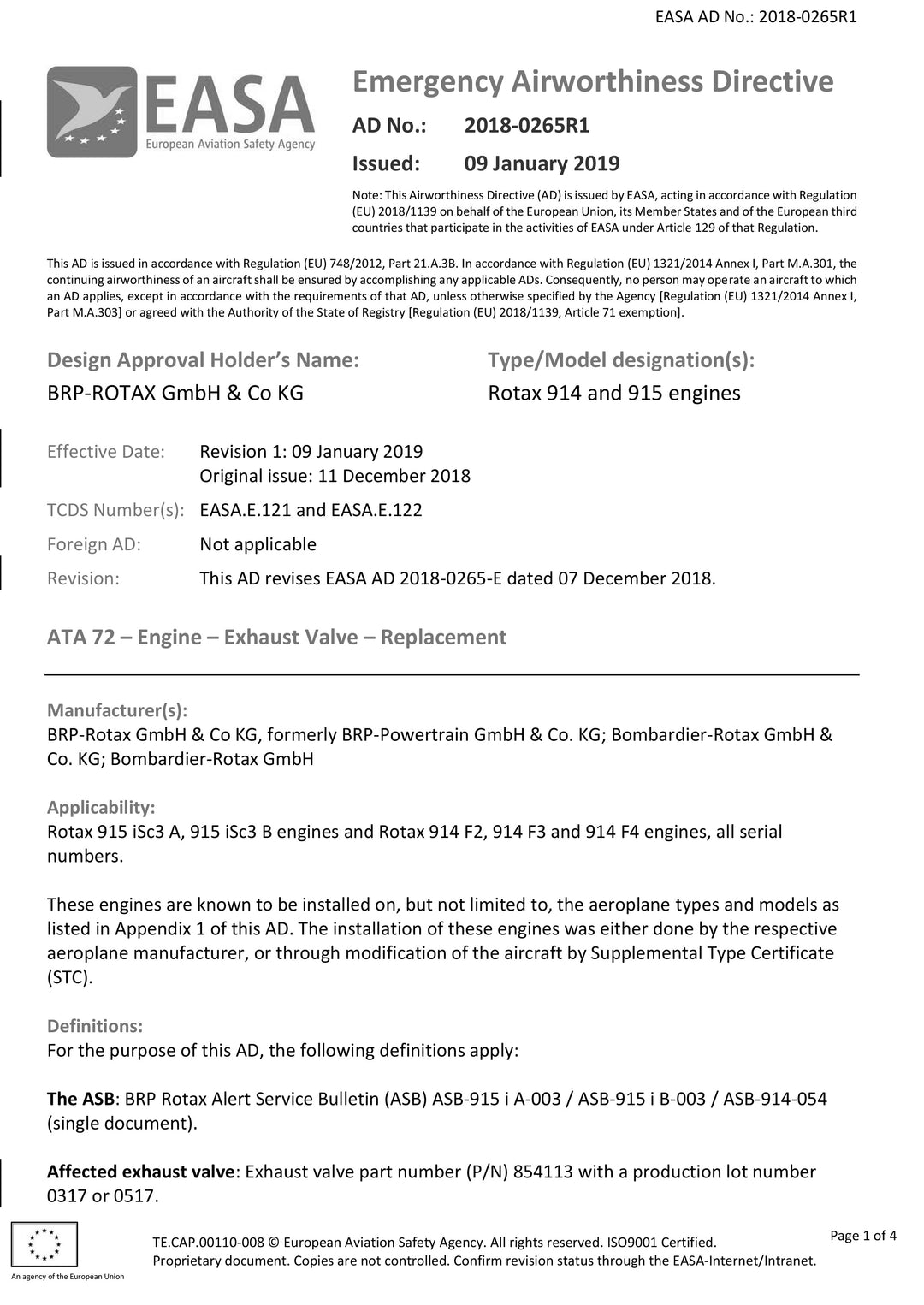 S6 EASA AD Exhaust Valves