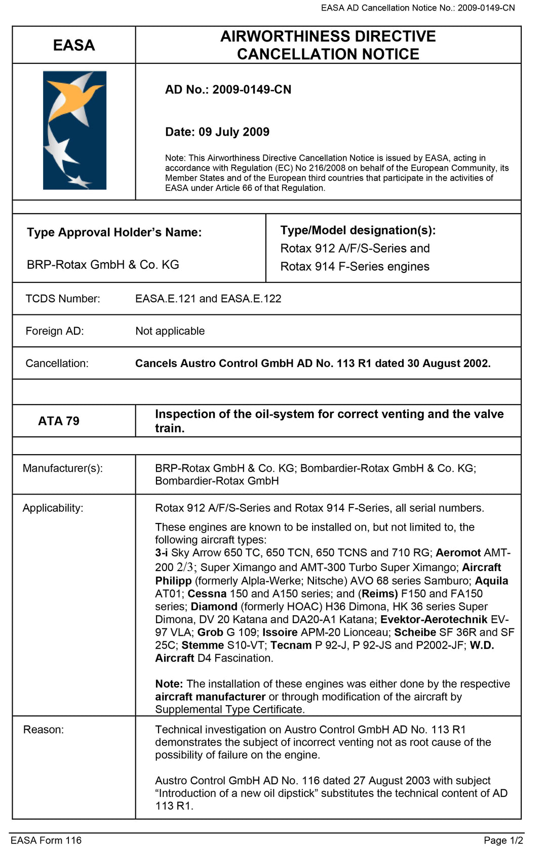 S10 EASA AD Incorrect Venting