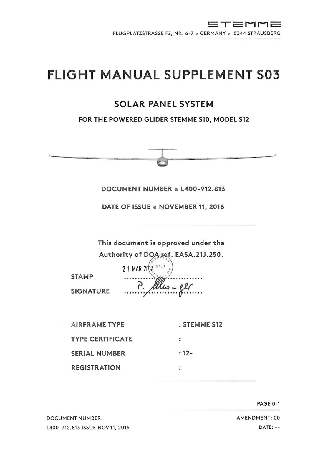 S12 Flight Manual Solar Panel System