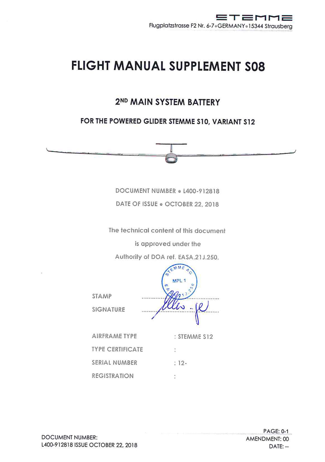 S12 Flight Manual 2nd Battery