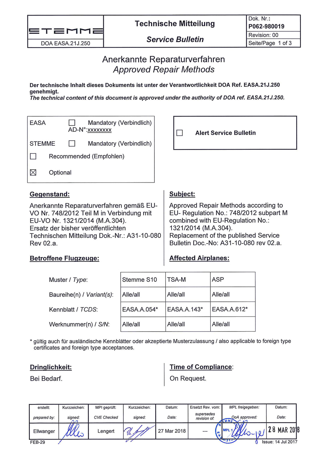 S6 Service Bulletin Approved Repairs