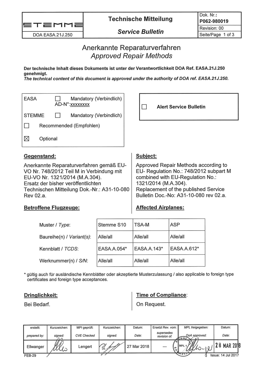 S10/12 Service Bulletin Approved Repair Methods