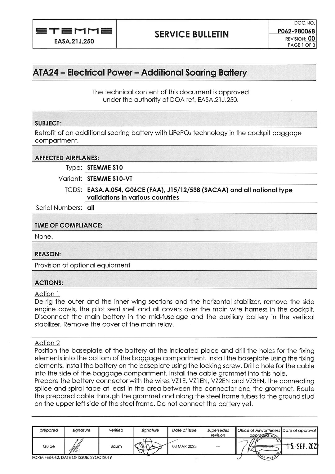 S10 SB Additional Soaring Battery