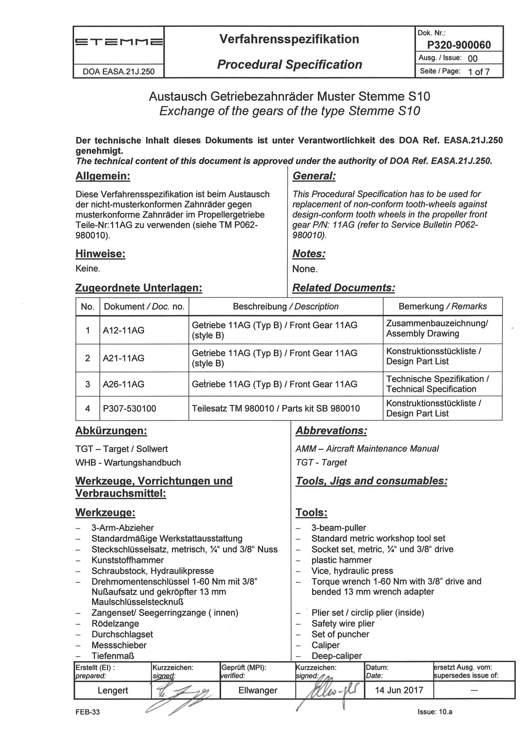 S10/12 Service Bulletin 11AG Tooth Wheels