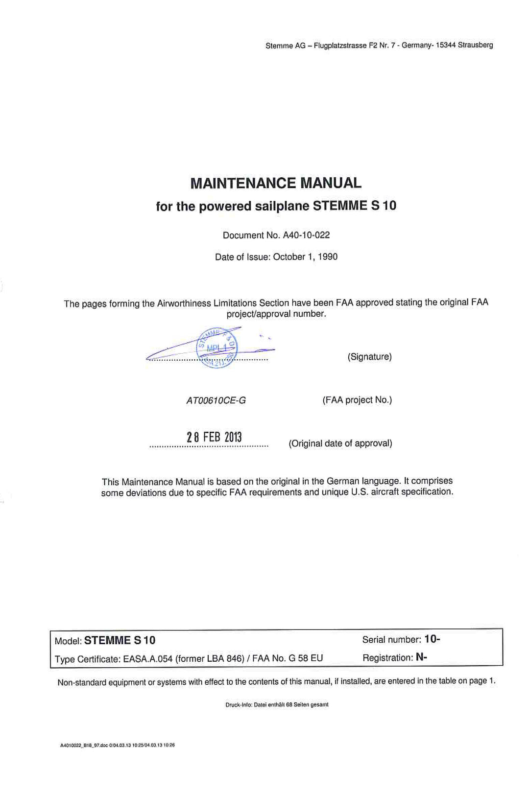 S10 FAA Maintenance Manual
